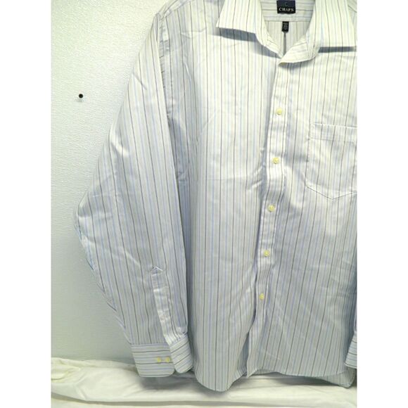 Mens Chaps Non Iron Classic Fit Long Sleeve Striped Button Up Shirt 17 1/2 36/37 - Picture 3 of 6